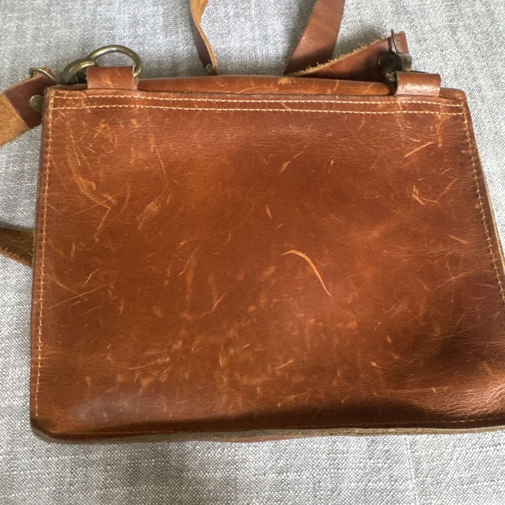 Unbranded Authentic Leather Crossbody Satchel Bag Brown - Picture 7 of 8